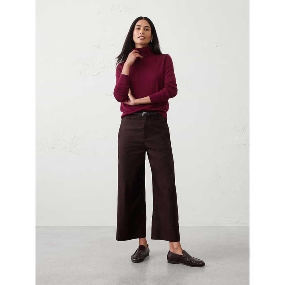 Banana Republic Merino Wool Turtleneck Sweater Burgundy Wine Red M